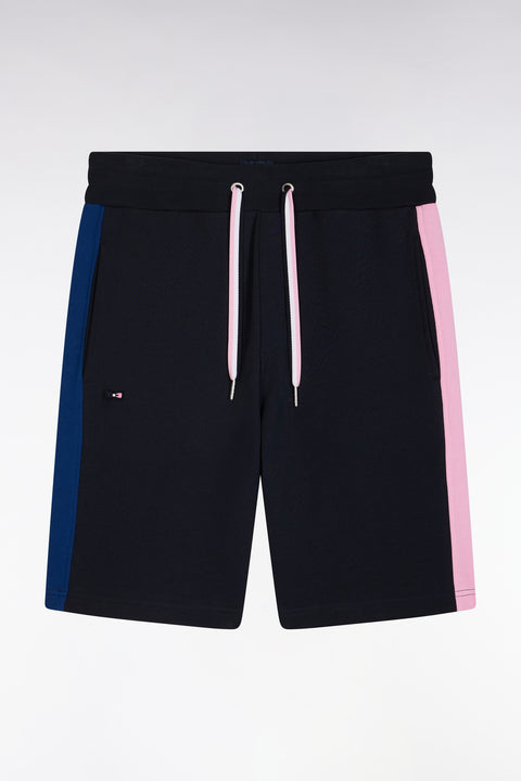 Relaxed fit navy cotton fleece shorts - Image 2