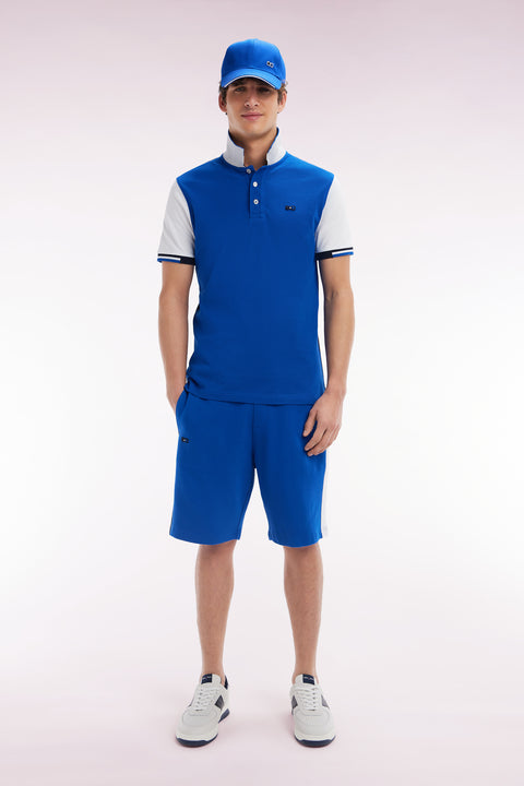 Relaxed fit blue cotton fleece shorts - Image 1