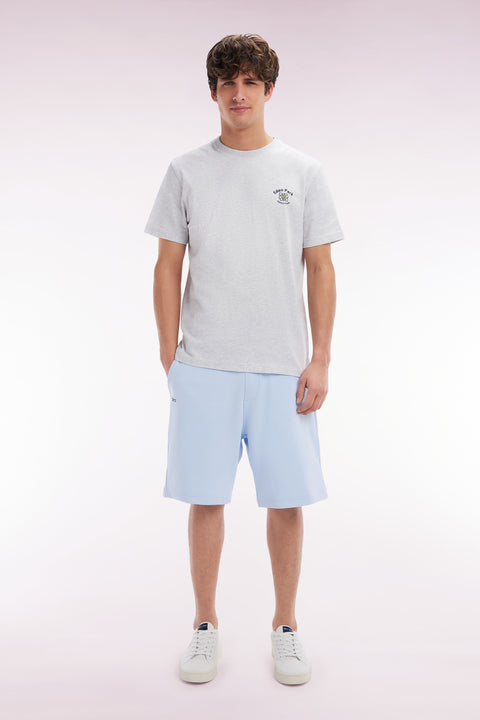 Relaxed fit sky blue cotton fleece shorts - Image 1