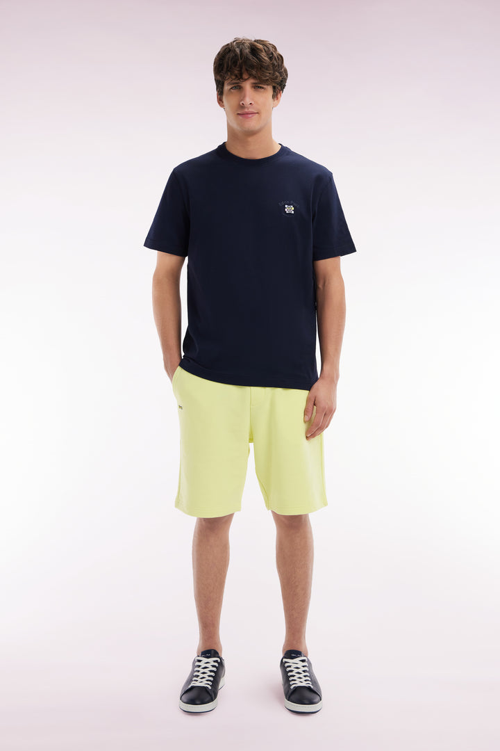 Short en molleton coton jaune coupe décontractée