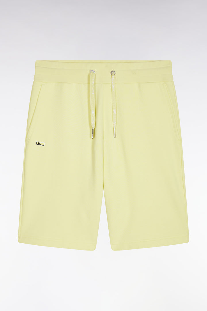 Short en molleton coton jaune coupe décontractée
