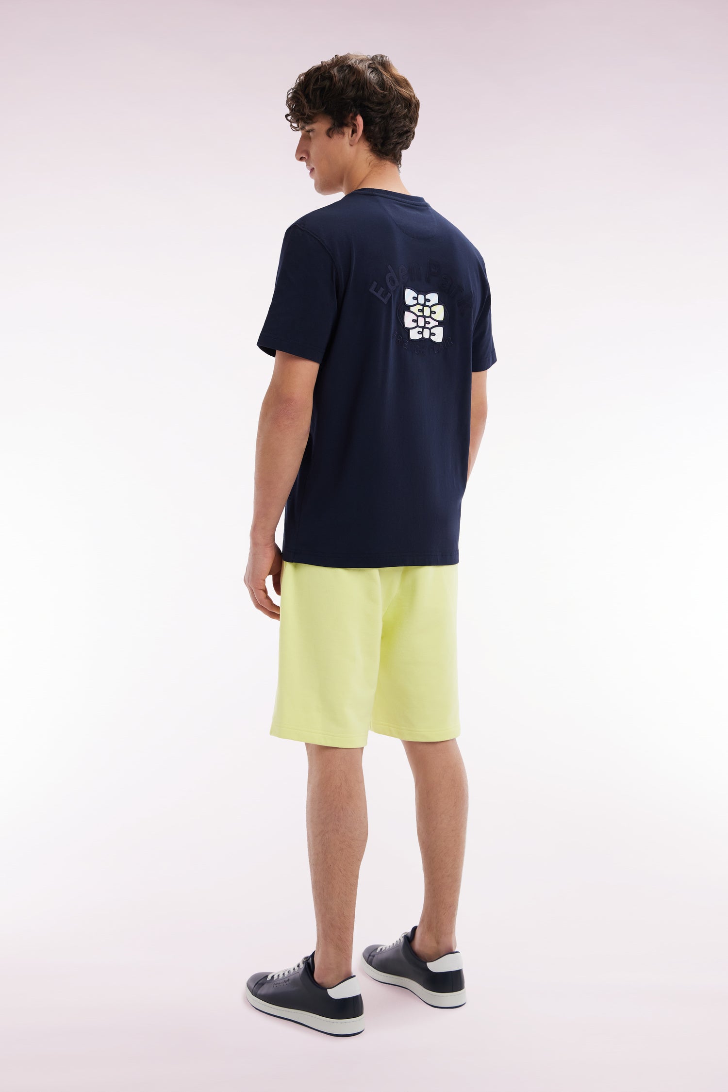 Short en molleton coton jaune coupe décontractée
