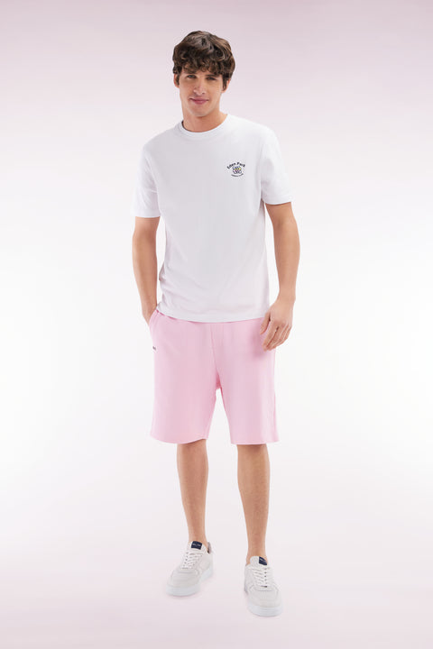 Relaxed fit pink cotton fleece shorts - Image 3