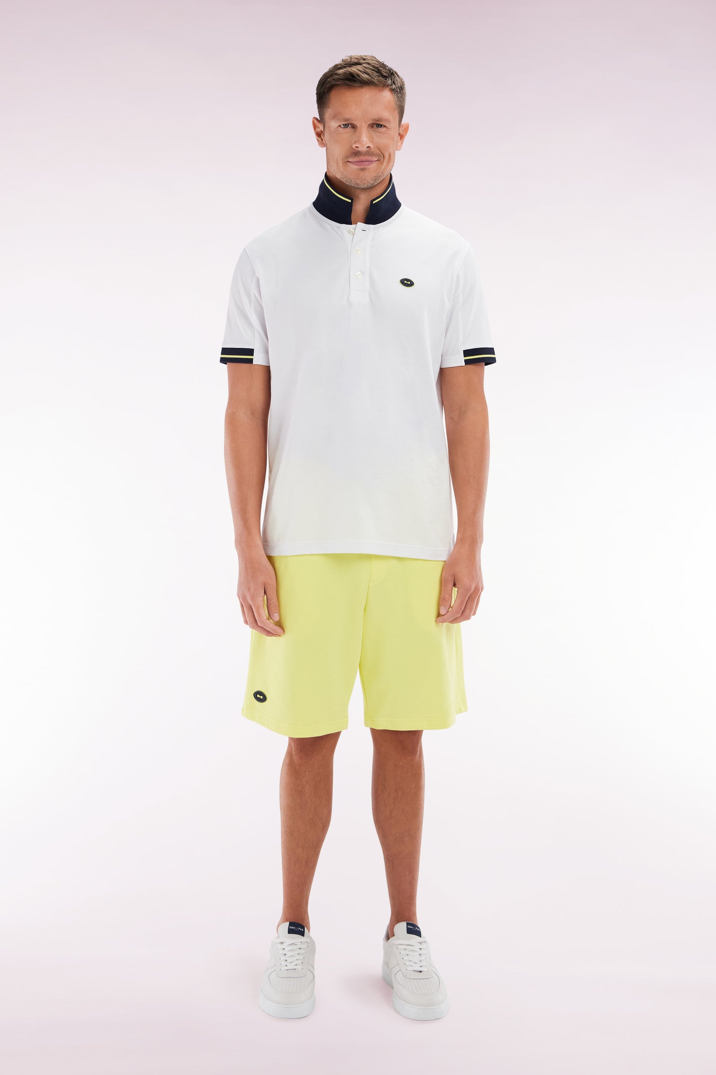 Relaxed-fit yellow cotton fleece shorts