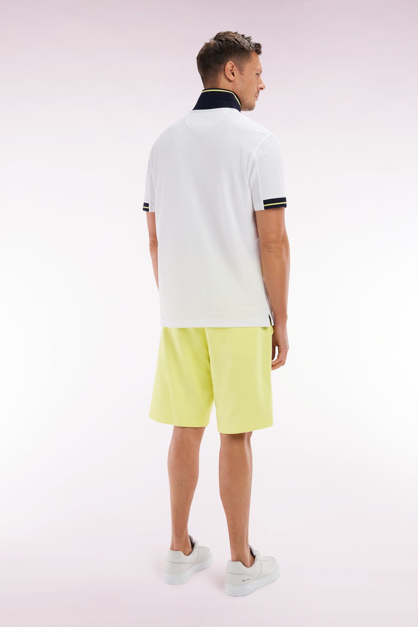 Relaxed-fit yellow cotton fleece shorts