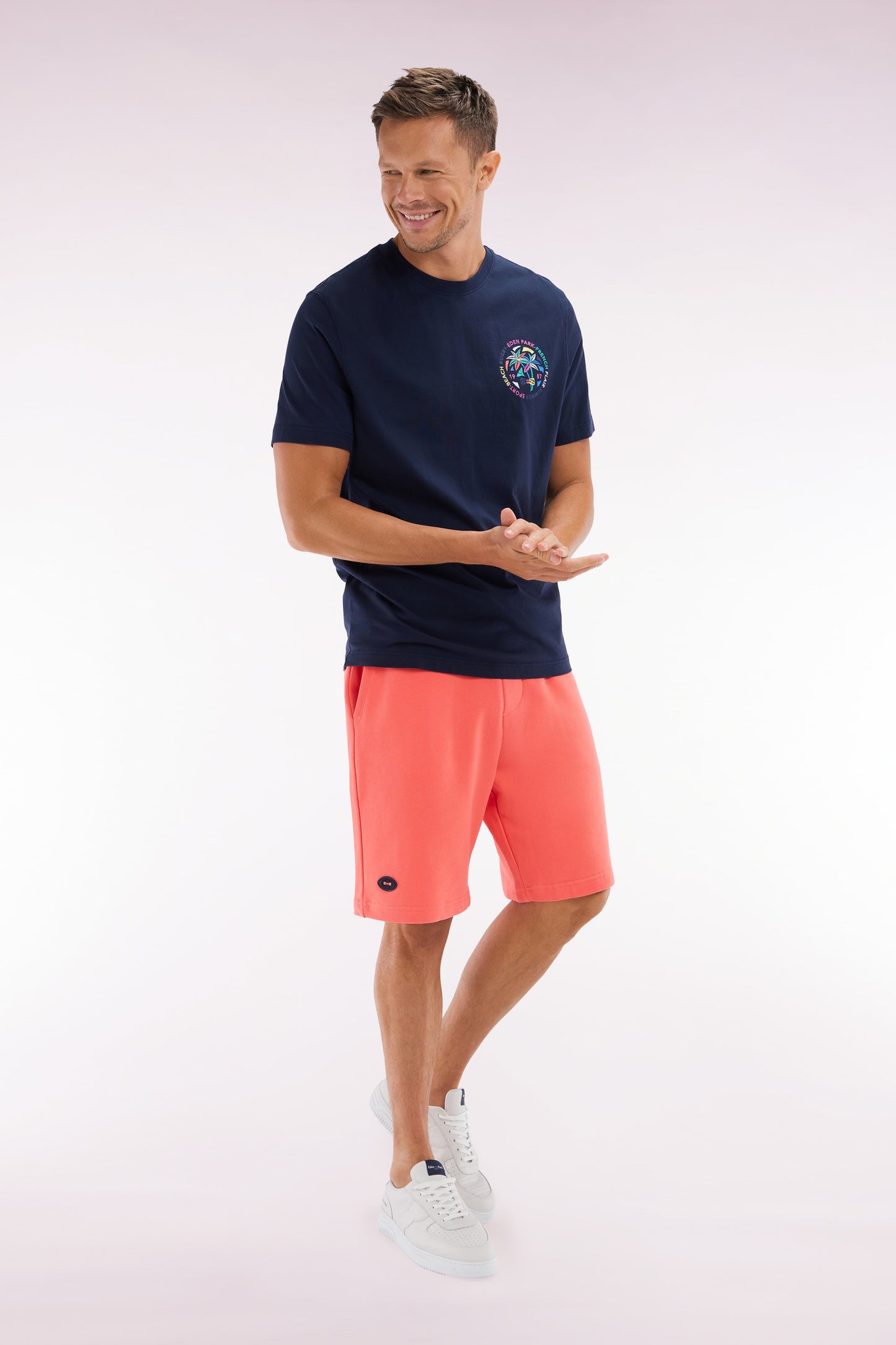 Relaxed-fit oral cotton fleece shorts