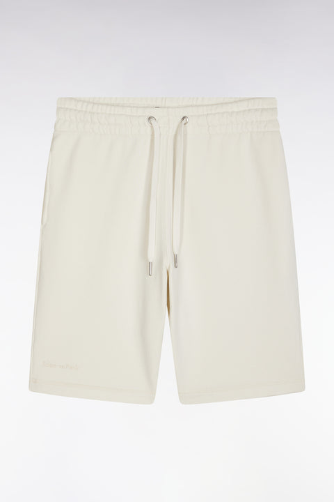 Relaxed-fit beige cotton fleece shorts - Image 2