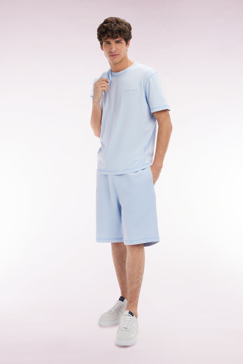 Relaxed-fit sky blue cotton fleece shorts - Image 3
