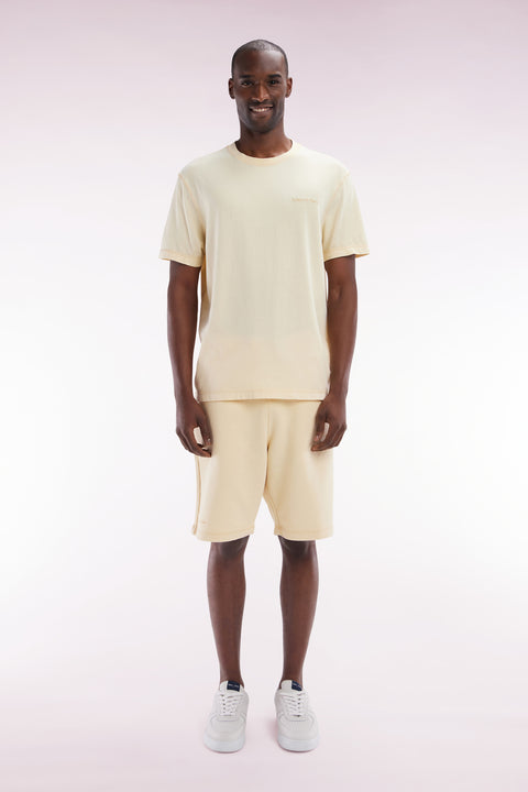 Relaxed-fit ochre cotton fleece shorts - Image 1