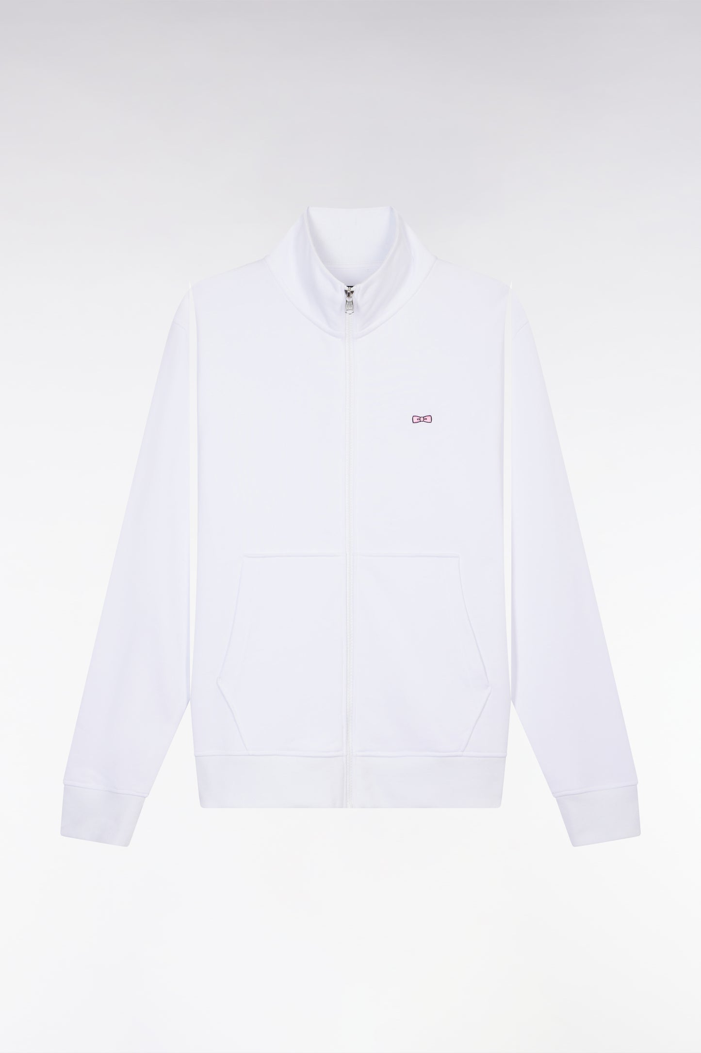 Straight-fit white cotton zip-up sweatshirt