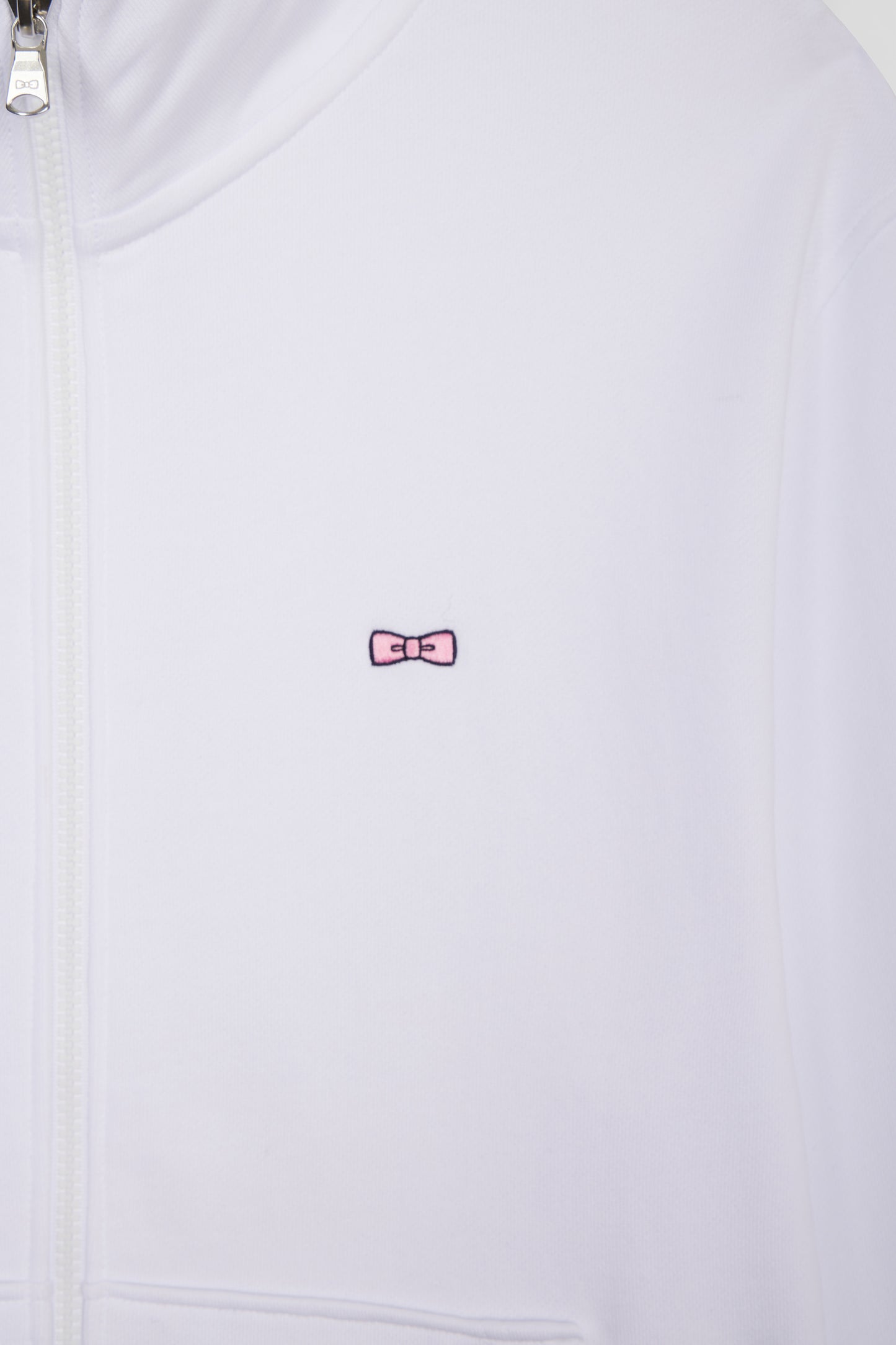 Straight-fit white cotton zip-up sweatshirt