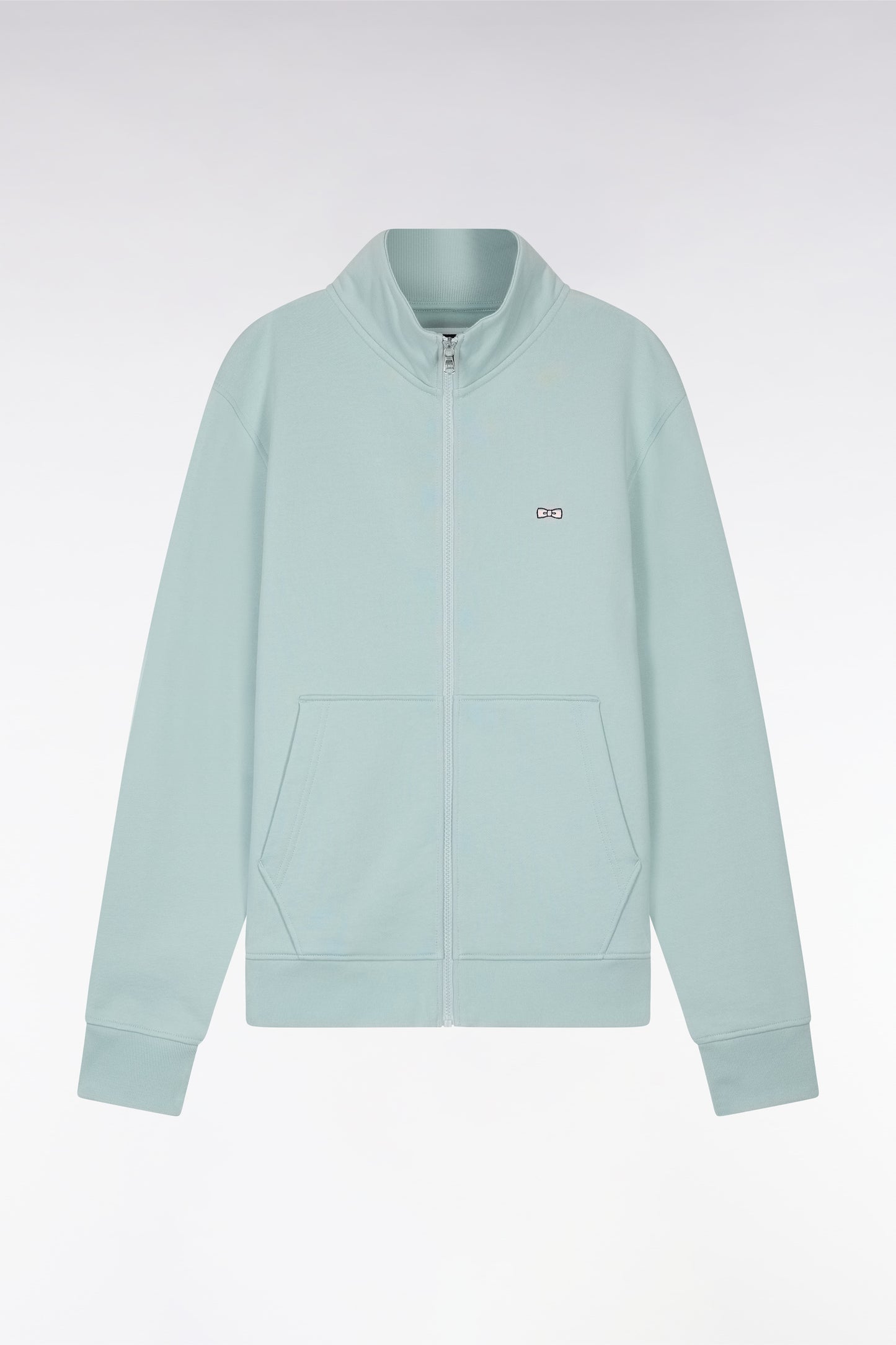 Straight-fit sea green cotton zip-up sweatshirt