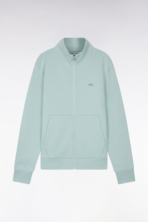 Straight-fit sea green cotton zip-up sweatshirt - Image 2