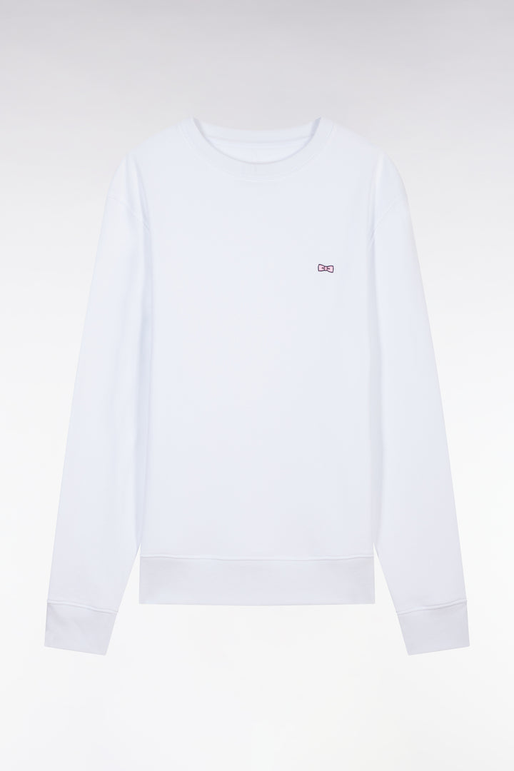 Sweatshirt en molleton coton blanc coupe droite et col rond