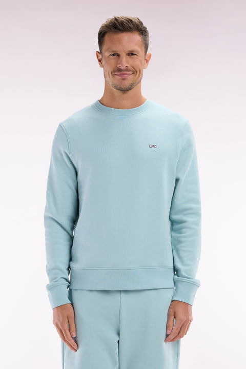 Straight-fit sea green cotton fleece sweatshirt - Image 1