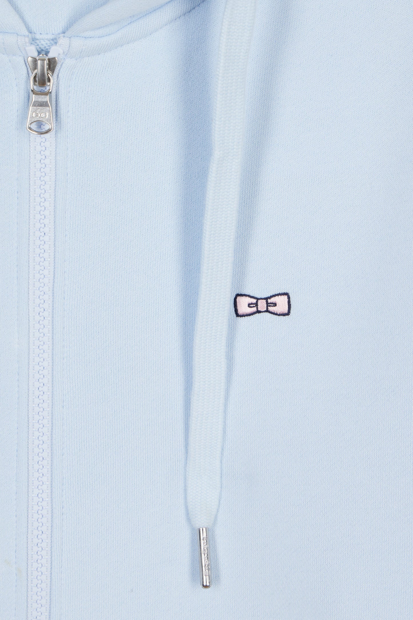 Straight-fit sky blue cotton fleece zip-up sweatshirt