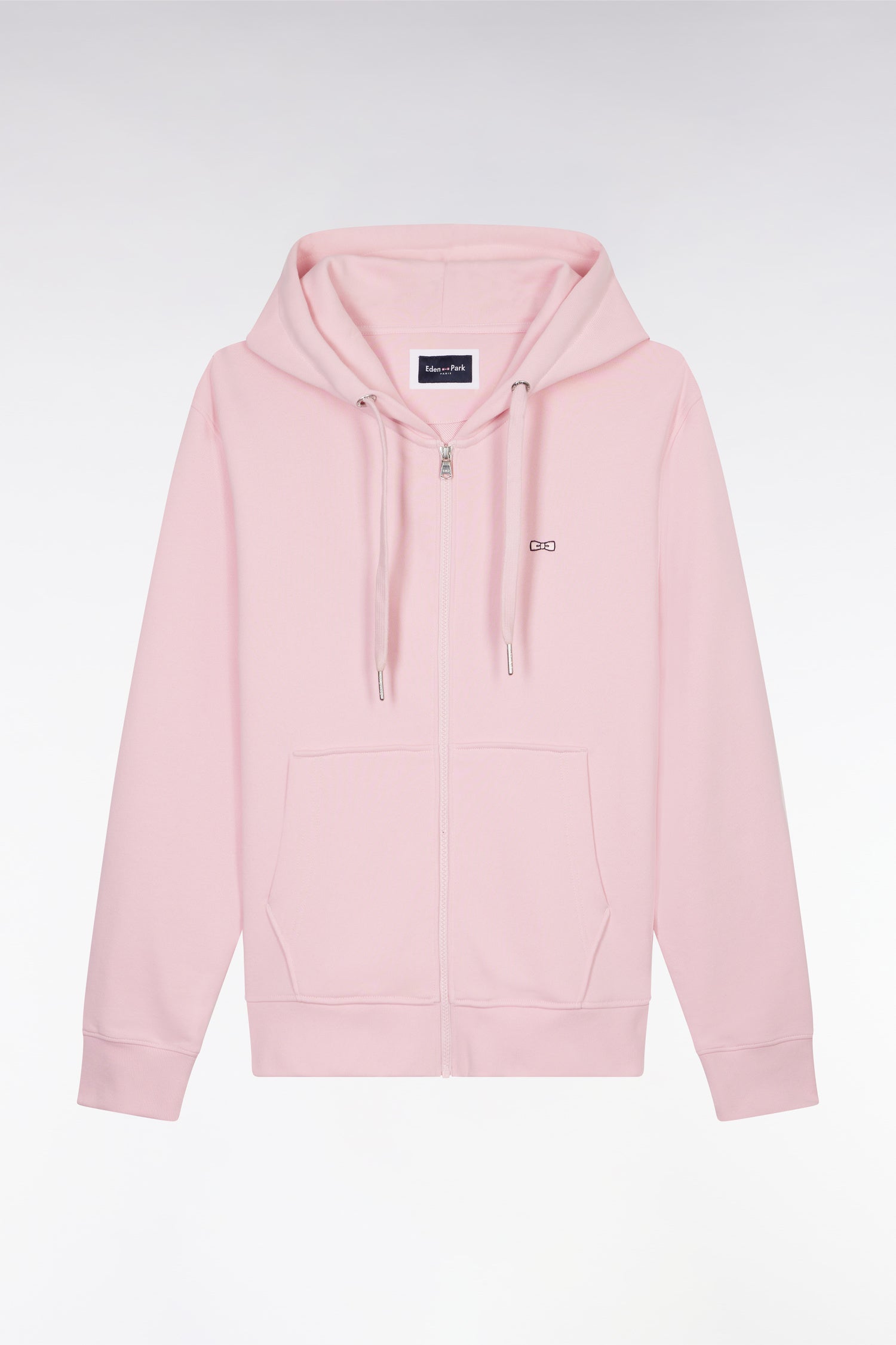 Sweatshirt zippé en molleton coton rose coupe droite