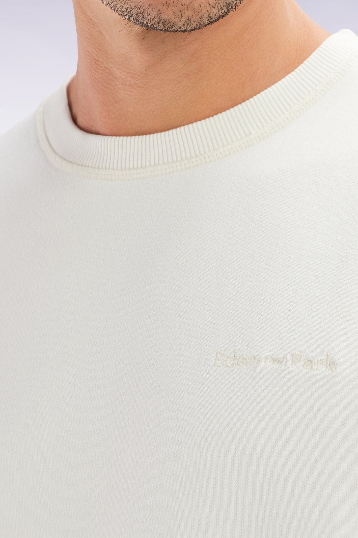 Relaxed-fit overdyed crewneck sweatshirt in beige cotton fleece