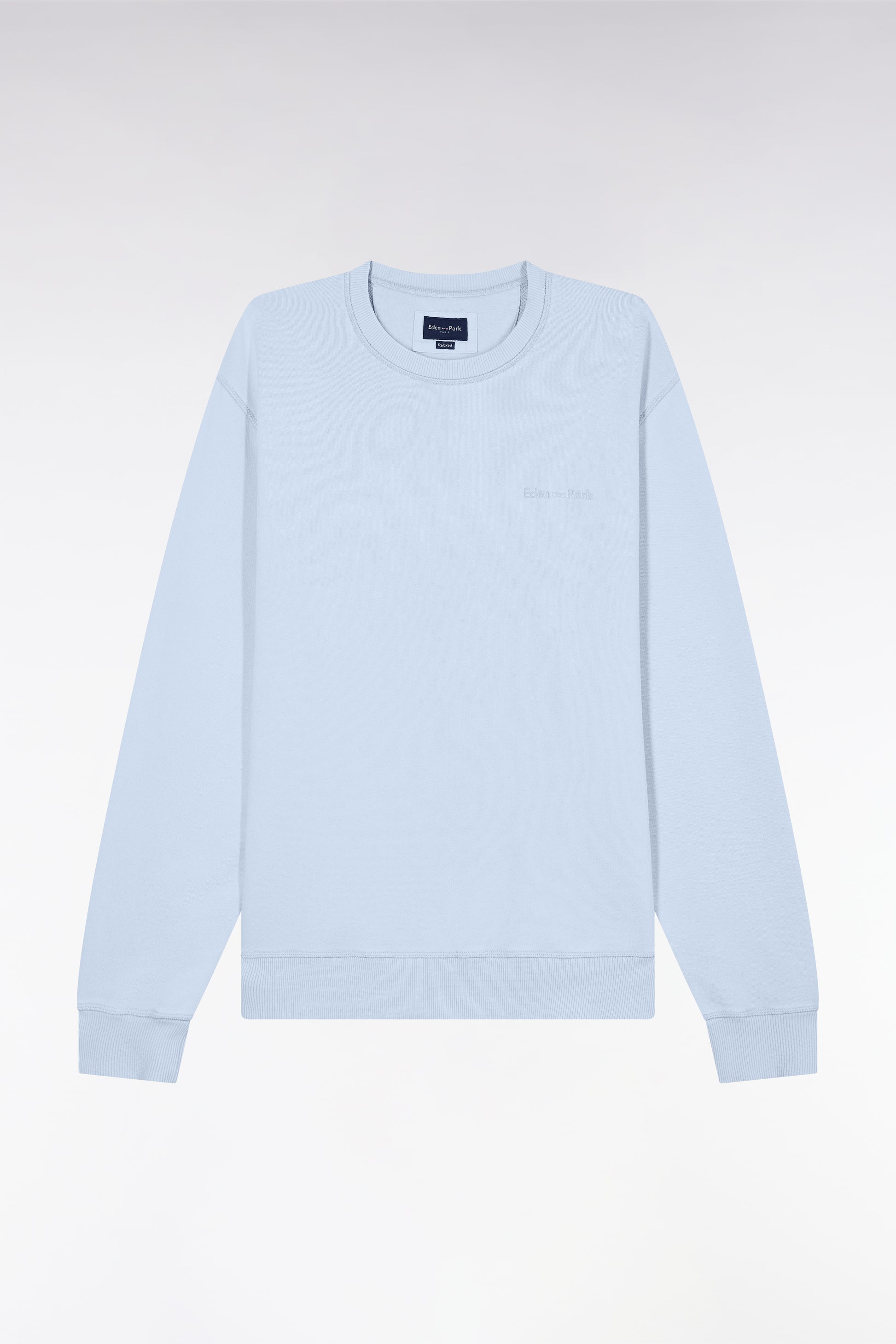 Sweatshirt surteint à col rond en molleton coton ciel coupe décontractée