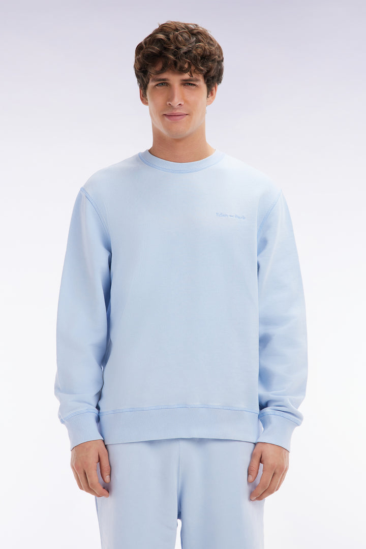 Sweatshirt surteint à col rond en molleton coton ciel coupe décontractée
