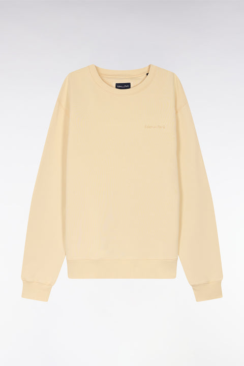 Relaxed-fit overdyed crewneck sweatshirt in ochre cotton fleece - Image 2