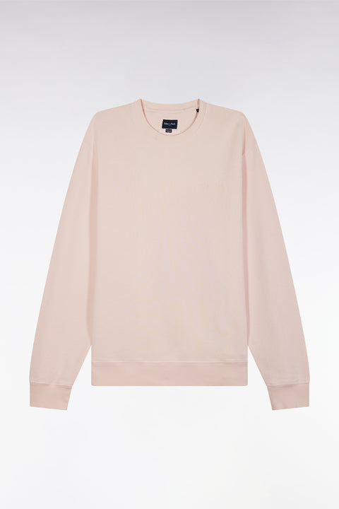 Relaxed-fit overdyed crewneck sweatshirt in light pink cotton fleece - Image 2