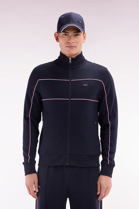 Straight-fit zip-up sweatshirt in blue cotton interlock - Image 1