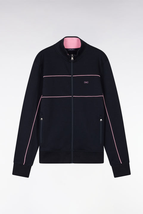 Straight-fit zip-up sweatshirt in blue cotton interlock - Image 2
