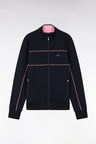 Straight-fit zip-up sweatshirt in blue cotton interlock