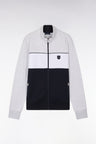 Sweatshirt zippé en coton interlock gris coupe droite
