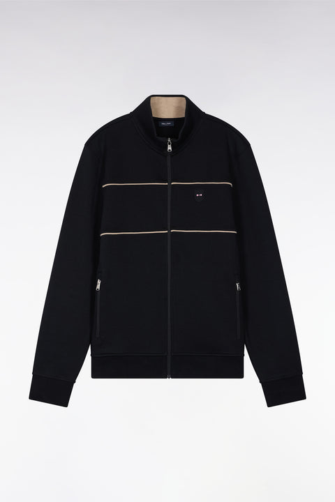Sweatshirt zippé à col montant en coton mélangé noir - Image 2