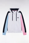Straight-fit zipped sweatshirt in white colorblock cotton fleece