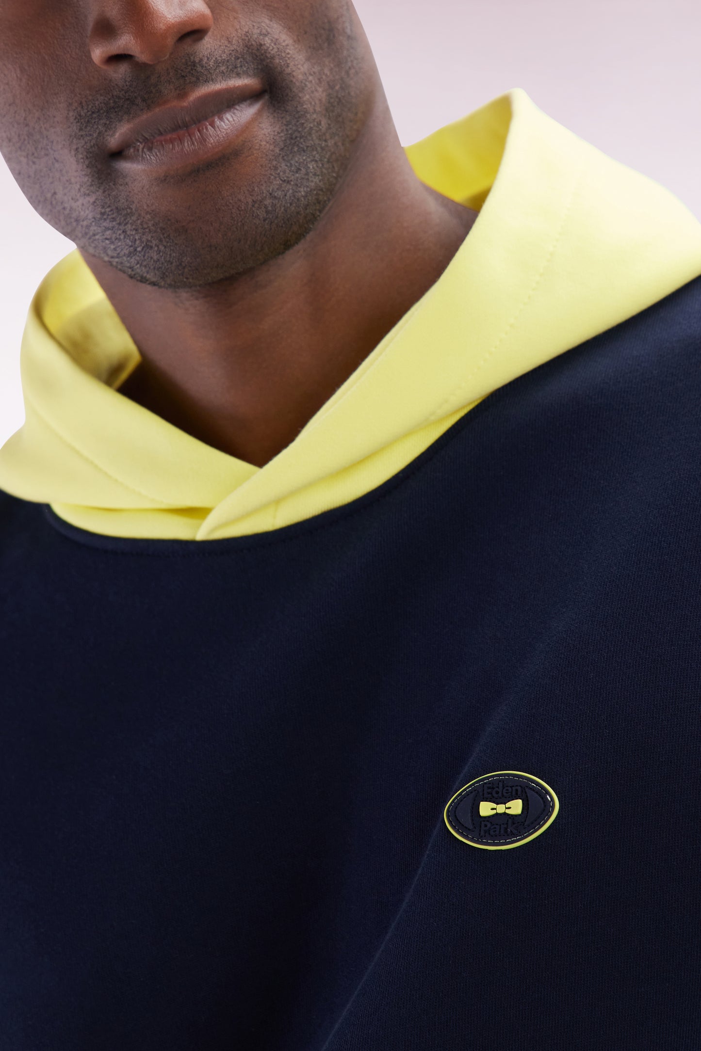 Relaxed-fit two-tone yellow cotton fleece sweatshirt