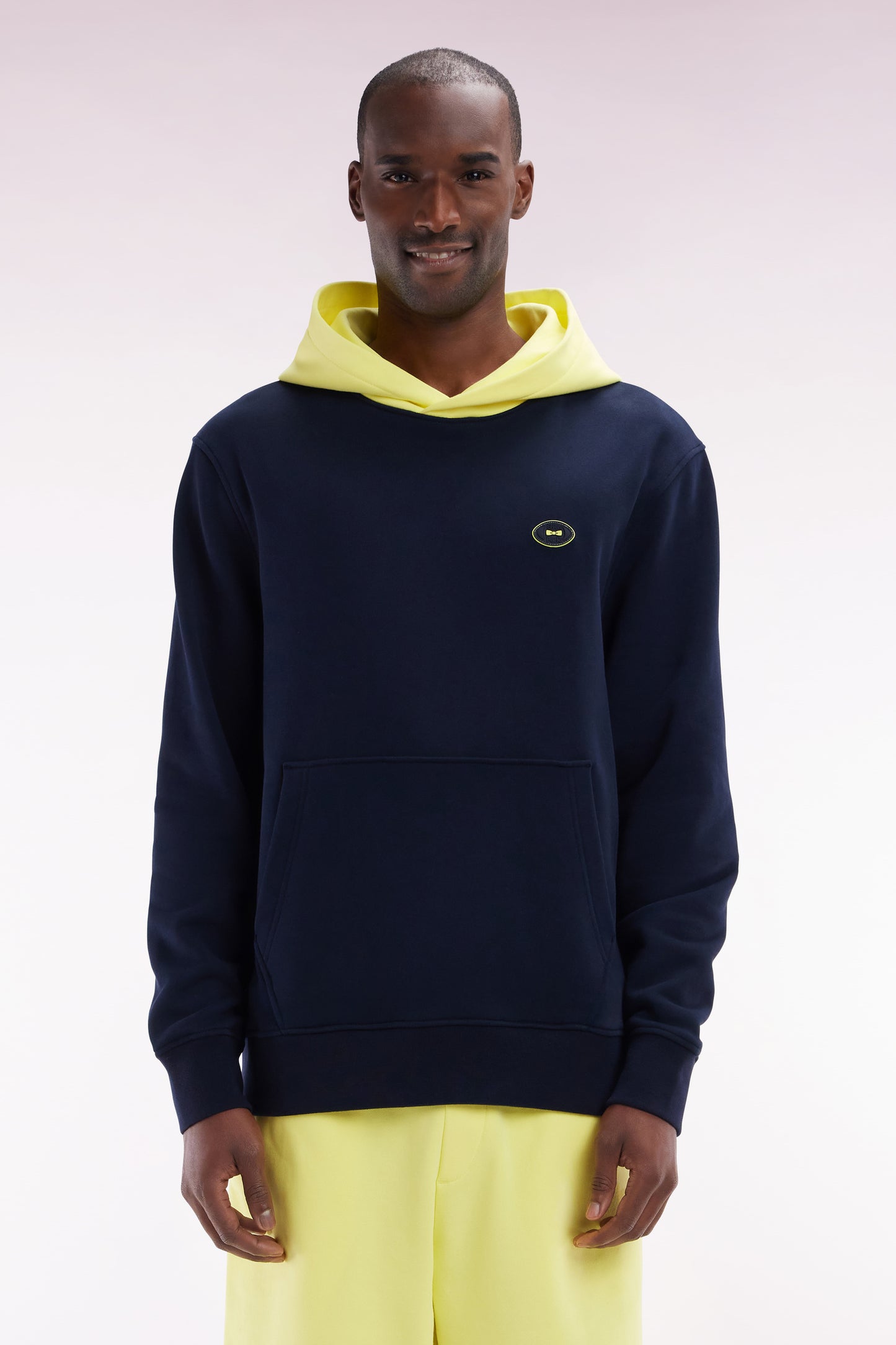 Relaxed-fit two-tone yellow cotton fleece sweatshirt