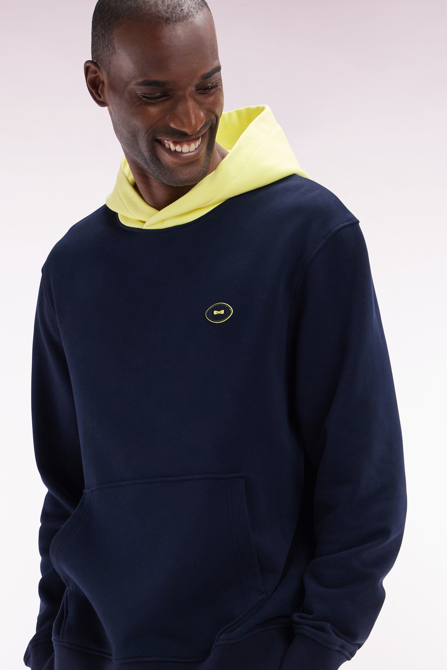 Relaxed-fit two-tone yellow cotton fleece sweatshirt