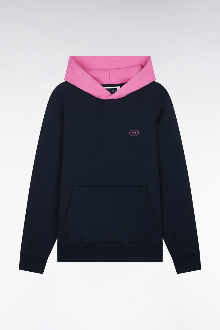 Sweatshirt en molleton coton bicolore rose coupe décontractée