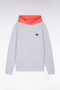 Sweatshirt en molleton coton bicolore corail coupe décontractée