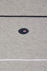 Sweatshirt zippé en coton stretch gris passepoil contrastés coupe droite