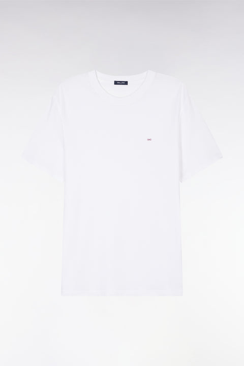 T-shirt blanc uni en lyocell et coton coupe droite - Image 2