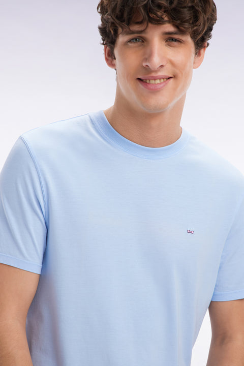 Straight-fit sky blue short-sleeved T-shirt - Image 3