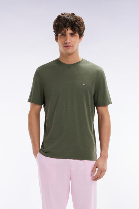 Straight-fit khaki short-sleeved T-shirt - Image 1