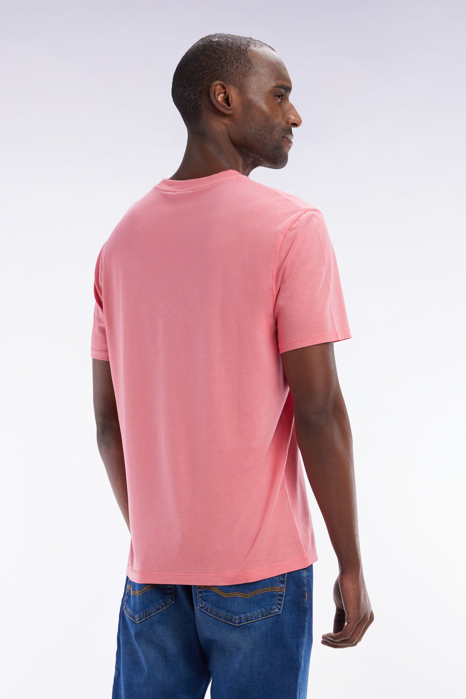 T-shirt manches courtes rose saumon coupe droite