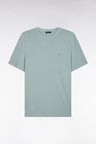 T-shirt vert d'eau uni en lyocell et coton coupe droite