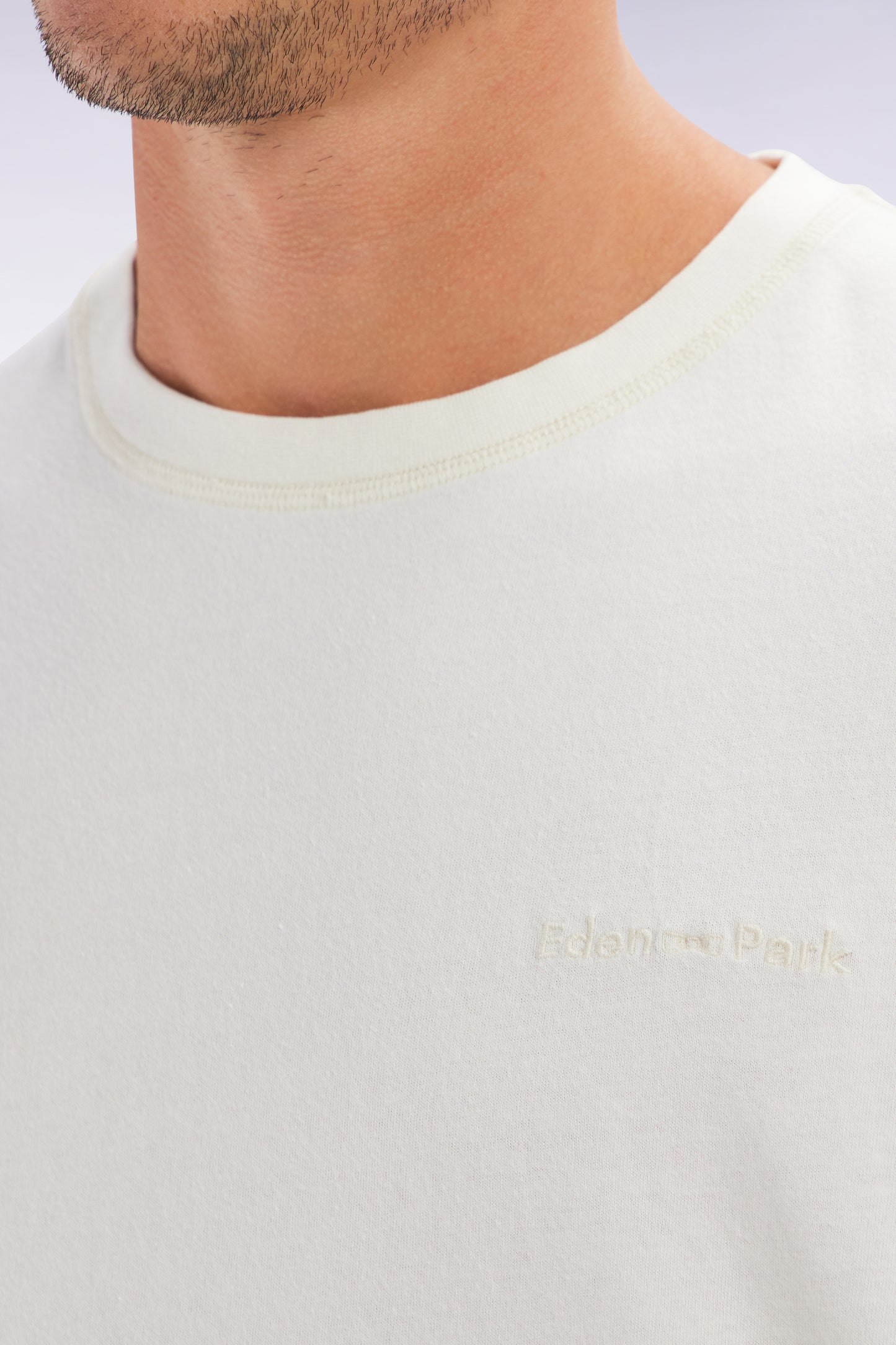 T-shirt en jersey de coton beige surteint coupe décontractée