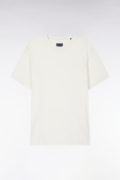 T-shirt en jersey de coton beige surteint coupe décontractée - Image 2
