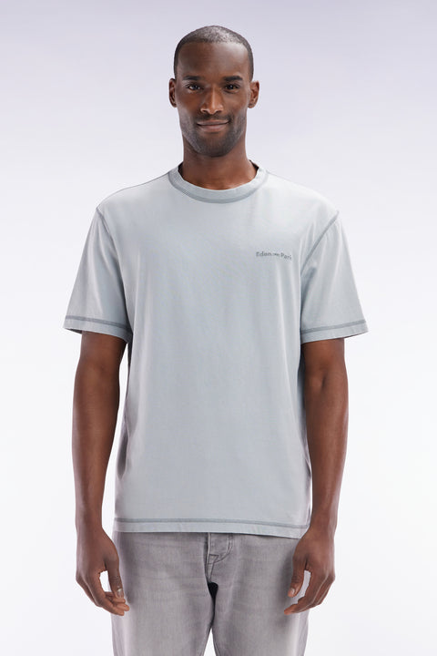 T-shirt en coton gris moyen surteint coupe décontractée - Image 1