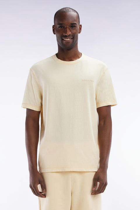 T-shirt en jersey de coton ocre surteint coupe décontractée - Image 1
