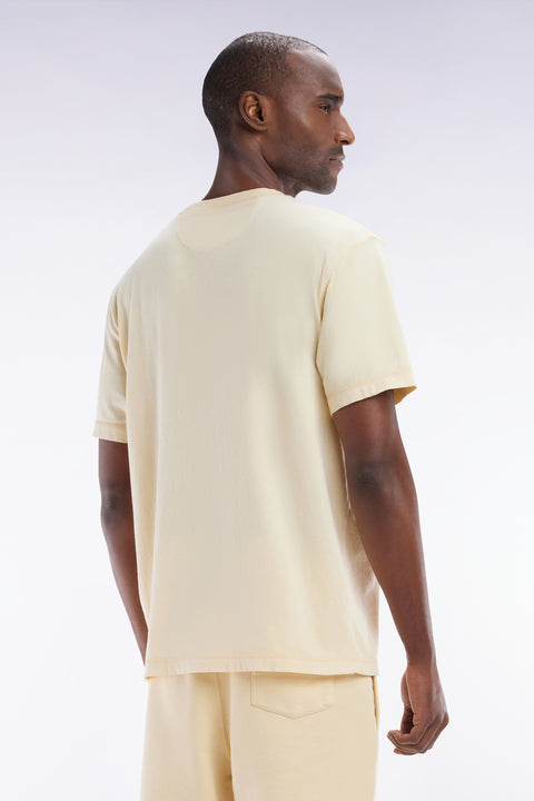 T-shirt en jersey de coton ocre surteint coupe décontractée - Image 3