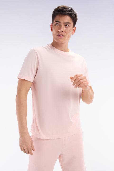 T-shirt en coton rose pâle surteint coupe décontractée - Image 1