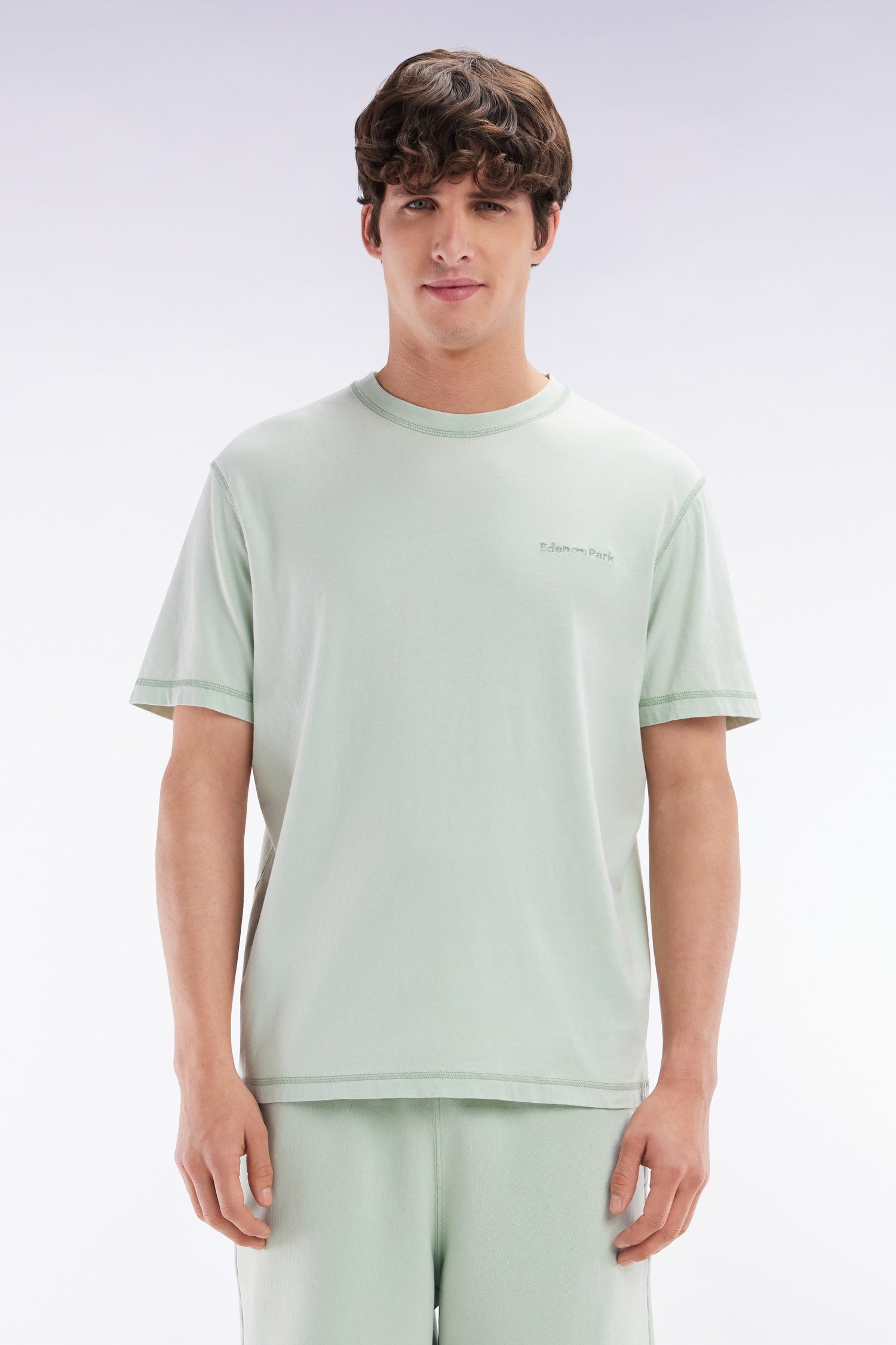 T-shirt en jersey de coton vert surteint coupe décontractée